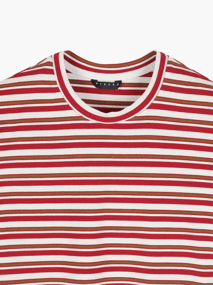 Red striped t-shirt - sisley k short sleeve t-shirt - Red | Sisley K image number 3